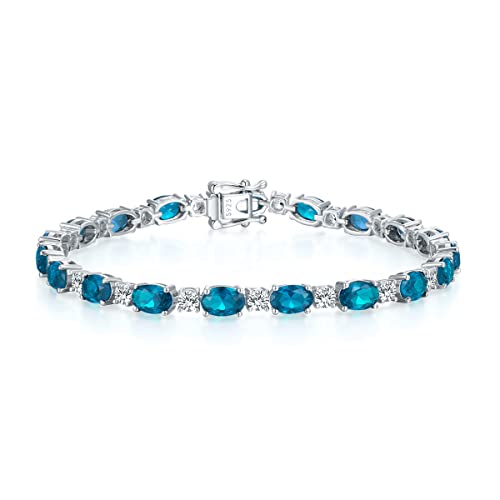 GEMLANTO Armband Damen 925 Sterling Silber Topas Tennis Armband Frauen Dezember Geburtsstein Schmuck Geschenk für Valentinstag Verlobung Geburtstags Muttertags Weihnachten von GEMLANTO