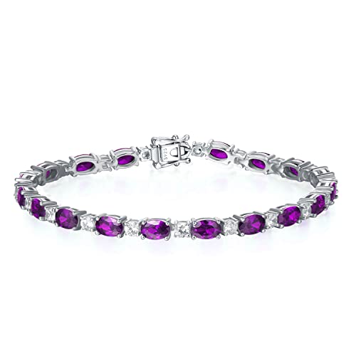 GEMLANTO Armband Damen 925 Sterling Silber Amethyst Tennis Armband Frauen Geburtsstein Schmuck Geschenk für Valentinstag Verlobung Geburtstags Muttertags Weihnachten von GEMLANTO