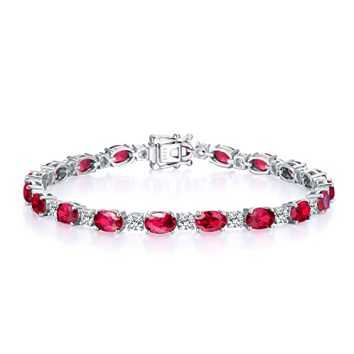 Armband Damen 925 Sterling Silber Rubin Tennis Armband Frauen Juli Geburtsstein Schmuck Geschenk für Valentinstag Verlobung Geburtstags Muttertags Weihnachten von GEMLANTO