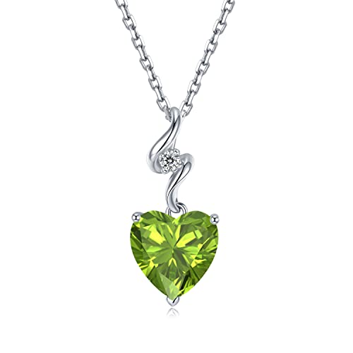GEMLANTO 14K Weißgold Kette Damen, Echter Diamant und echter Peridot Halskette, Herz Weißgold Anhänger mit 925 Kette Geburtsstein August Kette GEMLANTO 14K Weißgold Kette Damen, Echter Diamant und echter Peridot Halskette, Herz Weißgold Anhänger mit 925 Kette Geburtsstein August Kette von GEMLANTO
