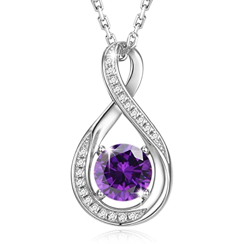 GEMLANTO 925 Sterling Silber Erstellt Amethyst Halskette Februar Geburtsstein Halsketten für Frauen Unendlich zierliche Geburtstag Jubiläum Schmuck Geschenke für Sie 40+5cm von GEMLANTO