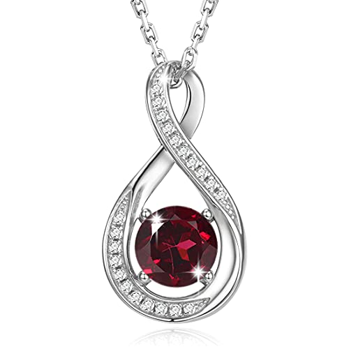 GEMLANTO 925 Sterling Silber Erstellt Granat Halskette Januar Geburtsstein Halsketten für Frauen Infinity Zierliche Geburtstag Jubiläum Schmuck Geschenke für Sie 40+5cm GEMLANTO 925 Sterling Silber Erstellt Granat Halskette Januar Geburtsstein Halsketten für Frauen Infinity Zierliche Geburtstag Jubiläum Schmuck Geschenke für Sie 40+5cm von GEMLANTO