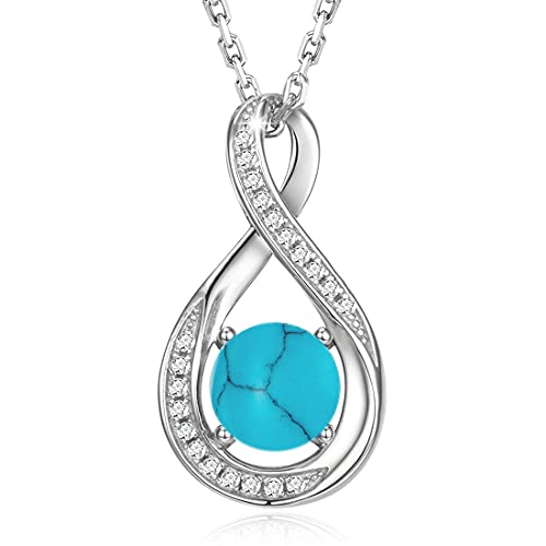 GEMLANTO 925 Sterling Silber Erstellt Türkis Halskette Dezember Geburtsstein Halsketten für Frauen Infinity Zierliche Geburtstag Jubiläum Schmuck Geschenke für Sie 40+5cm von GEMLANTO