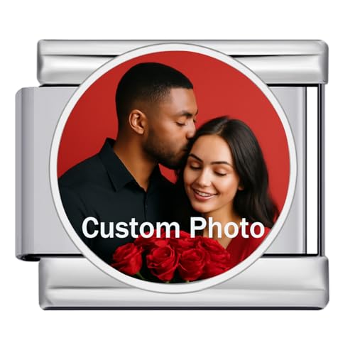 GEMOSA Italienisches Charm-Armband mit Bild – personalisiertes Foto-Edelstahl-Armband in mehreren Farben und Formen, 9*10mm, Kein Edelstein von GEMOSA