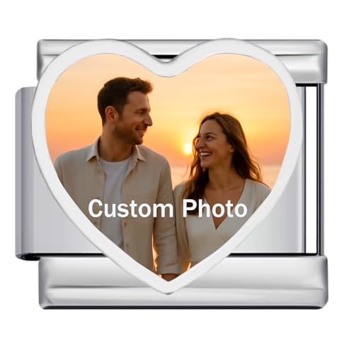 GEMOSA Italienisches Charm-Armband mit Bild – personalisiertes Foto-Edelstahl-Armband in mehreren Farben und Formen, 9*10mm, Kein Edelstein von GEMOSA