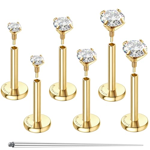 GEMQUEEN G23 Titan-Ohrringe mit flacher Rückseite, hypoallergen, 14 Karat Gold gefüllt, Innengewinde, Ohrstecker, 16 g, 18 g, Knorpel, Helix, Tragus, Conch, Piercing, Schmuck, Nase, Lippe GEMQUEEN G23 Titan-Ohrringe mit flacher Rückseite, hypoallergen, 14 Karat Gold gefüllt, Innengewinde, Ohrstecker, 16 g, 18 g, Knorpel, Helix, Tragus, Conch, Piercing, Schmuck, Nase, Lippe von GEMQUEEN