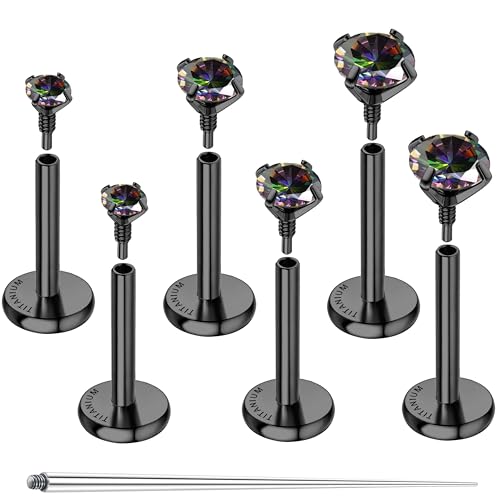 GEMQUEEN G23 Titan-Ohrringe mit flacher Rückseite, hypoallergen, 14 Karat Gold gefüllt, Innengewinde, Ohrstecker, 16 g, 18 g, Knorpel, Helix, Tragus, Conch, Piercing, Schmuck, Nase, Lippe von GEMQUEEN