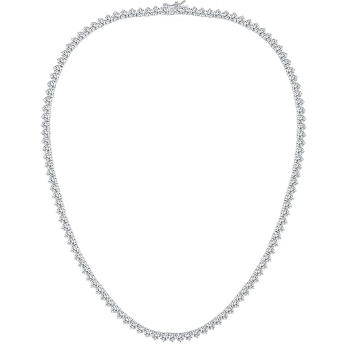 GMESME 18K White Gold Plated Cubic Zirconia Classic Tennis Necklace (24inch), Zirkonia von GEMSME