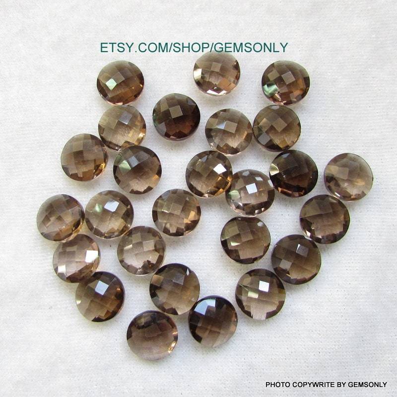 10mm 2 Stück Rauchquarz Matching-Paar Set Von 10x10mm Checker Briolette Rauchquarz-Match-Paar Edelstein-Briolette Ähnelt Schokoladendiamant von GEMSONLY