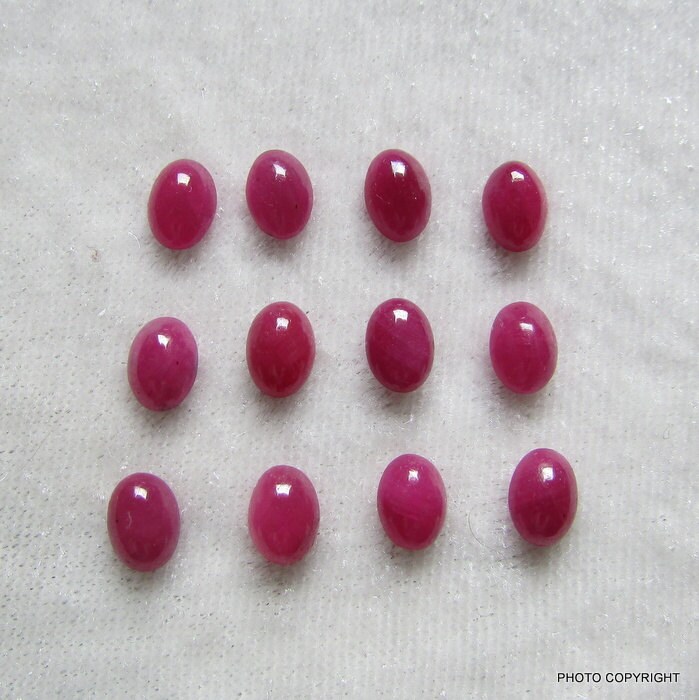 16Pc 6x4mm Rubin Oval Cabochon Unbeheizt 100 % Natürliche Schöne Qualität Un Beheizten Juli Geburtsstein von GEMSONLY