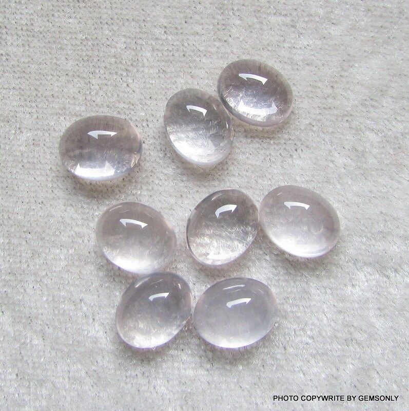 1Pc 8x10mm Natürliche Rose Quartz Oval Cabochon Weldone Blass Rosa Quarz Glanz in Rosenquarz 10x8mm Cabochon von GEMSONLY