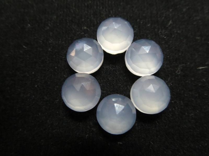 1Pc Natürliche Chalcedon Rund Rosenschliff 8x8mm 1Pc Beste Angebot Ausgezeichnete Rosecut Edelstein 8mm Blau Runde Phantasie Schnitt von GEMSONLY