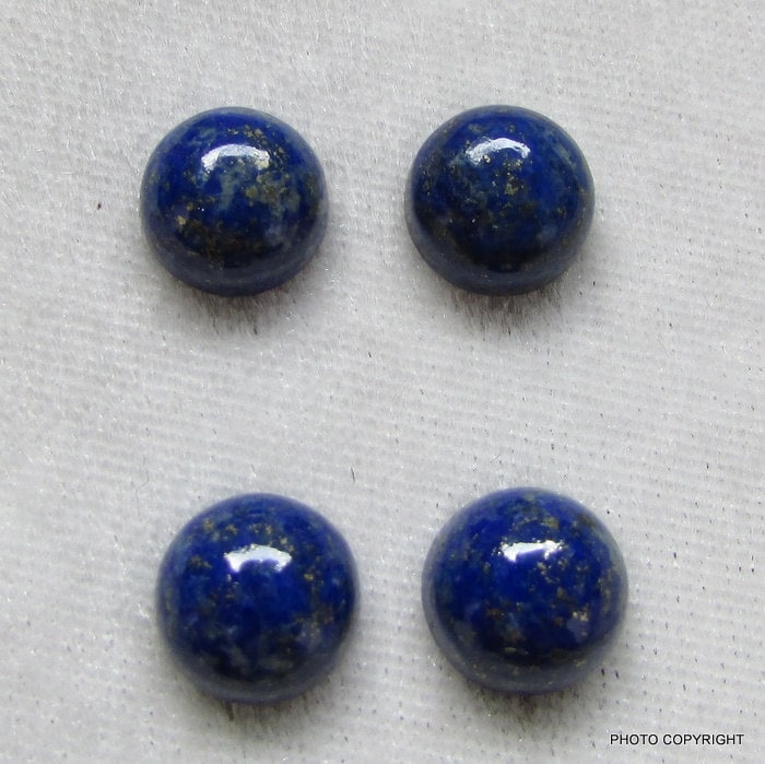 2Pc 10mm Natürliche Lapislazuli Paar Passende Runde Cabochon Natürlich Pyrit Auf Der Oberseite Lapis Lazuli Original Edelstein Cabochon Rund von GEMSONLY