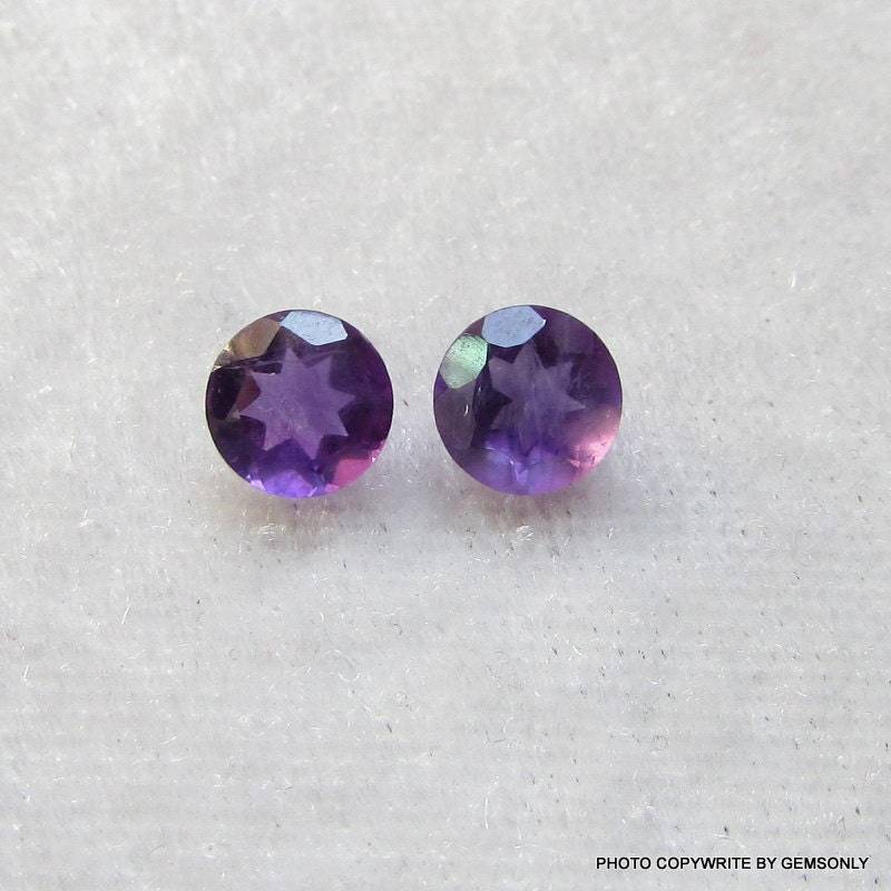 2Pc 5Mm Natürliche Amethyst Rund Farbe Basis Leicht Aufnahme Runde Lilane Amethyst Stein Amethyst5x5Mm 5 Mm Geschnitten von GEMSONLY