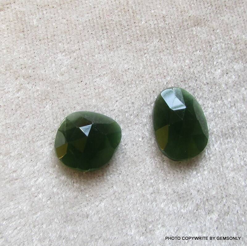 2Pc Rosenschliff Grünem Serpentin Flach Geschnitten Polkis 7.40Cts Edelstein Rosecut Schöne Qualität Grün Naturstein Heilung von GEMSONLY