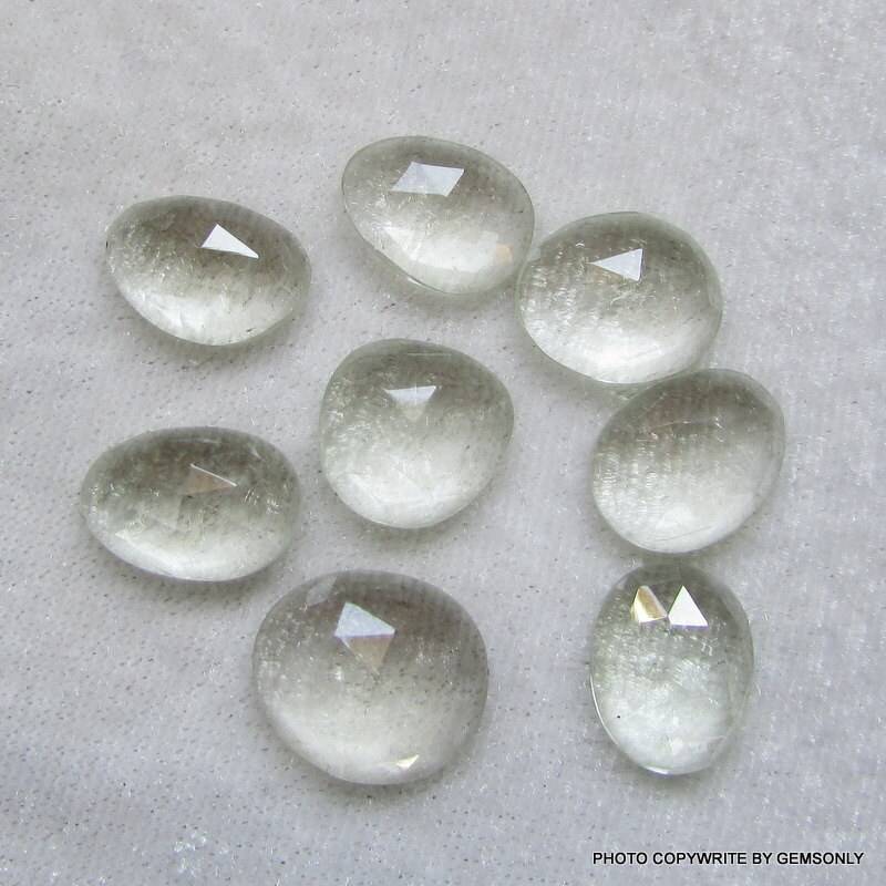 33Cts 8Pc Natürlichen Echten Grün Amethyst Rose Flach Geschnitten Polki Mint Grüne Spitze Facettiert Cut Ungleichmäßige Form Unten Oben Rosecut von GEMSONLY