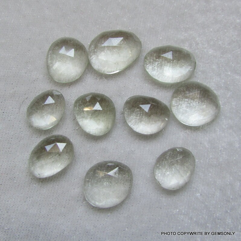 44.10Cts Schneiden 10Er Natürlichen Echten Grün Amethyst Rose Flach Polki Mintgrün Spitze Geschnitten Facettierte Unregelmäßige Form von GEMSONLY