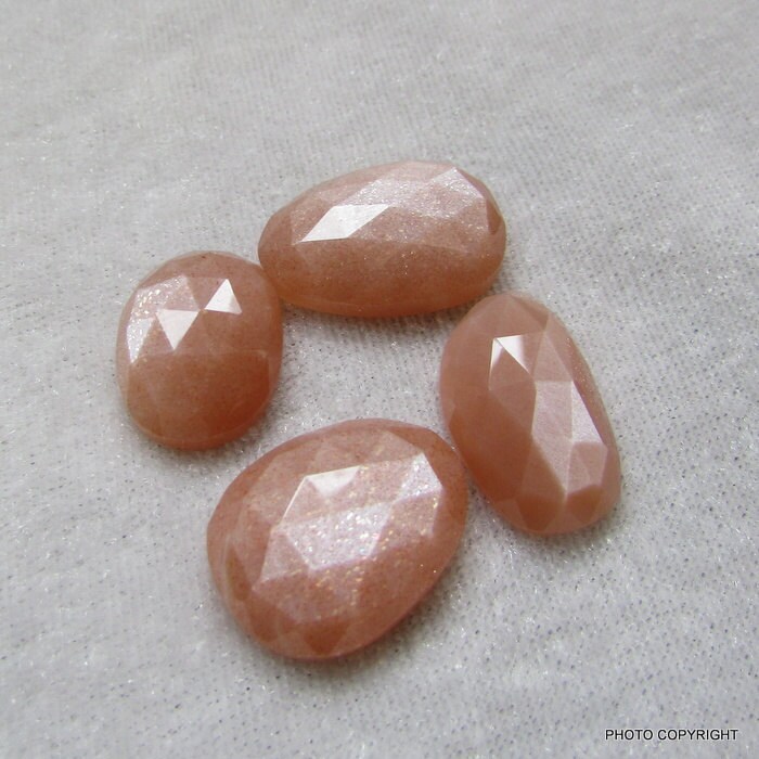 4Pc Fündig Rosecut 50.50Cts 18 X 14-21X15mm Feldsper Mondstein Healling Schöne Qualität Pfirsich Geburtsstein von GEMSONLY