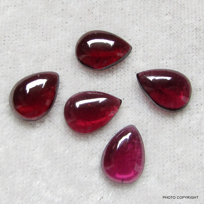 5Pc Rhodolith Cabochon Birne Form 8x11mm Qualität Rhodolith Glatte Kabine Rosa Granat Superfein Januar Geburtsstein Ähneln Turmalin von GEMSONLY