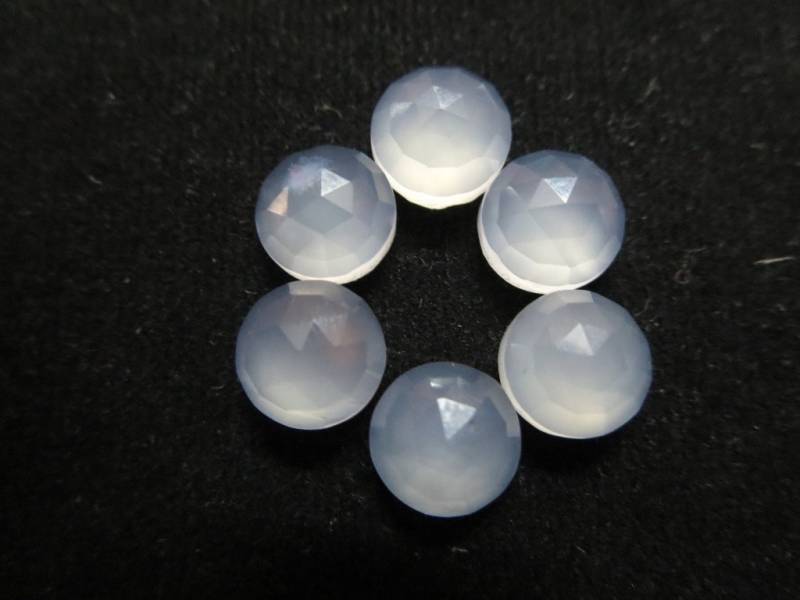 6 Stück Natur Chalcedon Rund Rosenschliff 8x8mm Runde Rose Geschliffene Chalzedon Edelstein Hohe Kuppel Stein Am Besten Preis Angebot Rabatt von GEMSONLY