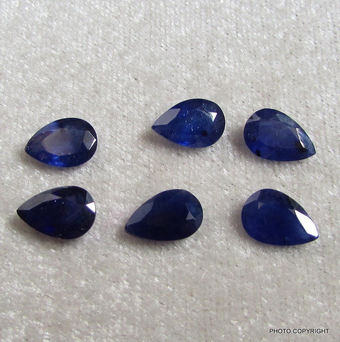 6Pcs 6X9mm Blauen Saphir Birnenform Stein Schöne Qualität Sehr Gutes Geschäft Facettiert Birne Form Blau 6 X 9 Angebot von GEMSONLY
