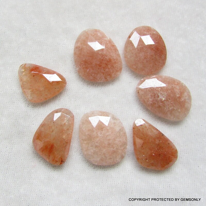 7Pc Natürliche Erdbeerquarz Flache Rose Geschnitten Polkis 59.55 Ct Viel Wundervoller Qualität Pfirsich Farbe Quarz Polkies Rosecut Rose Edelstein von GEMSONLY