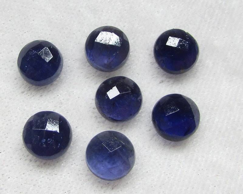 Natürliche 7 Schnitten Mm Iolite Runde Schachbrett Schöne Qualität Blaue Iolite Indigo Farbe Ähneln Blauen Saphir Mm Cheker Geschnitten von GEMSONLY