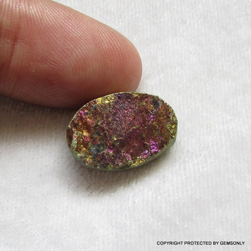 Natürliche Kupferkies Druzy 19x13x4.50mm Matrix Chalcopyrit Oval Zucker Phantasie Mix Farbe Pyrit Mineral Stein von GEMSONLY