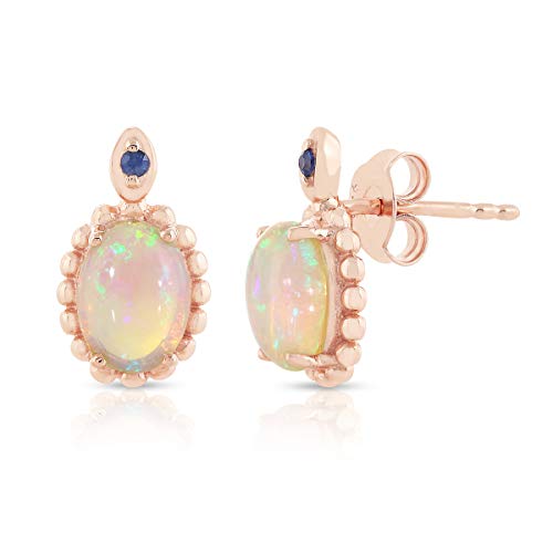 Äthiopischer Opal-Ohrstecker für Frauen mit blauen Saphir-Edelsteinperlen, hergestellt aus 925er Silber, Schmuck für Sie von GEMSTONE COUTURE