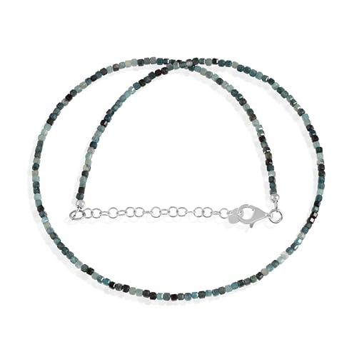 GEMSTONE COUTURE Blaue Turmalin-Halskette für Frauen, natürlicher facettierter Würfel, Perlenschmuck für Sie – 50 cm von GEMSTONE COUTURE