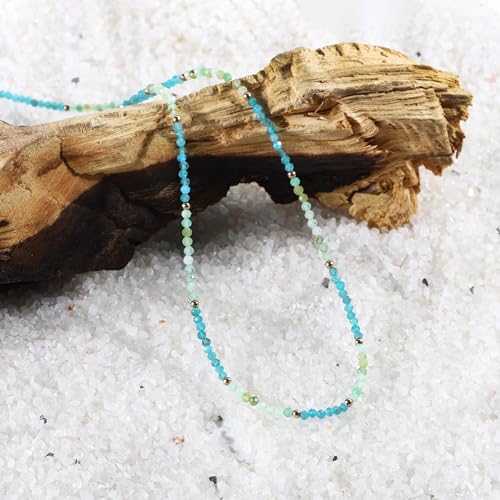 GEMSTONE COUTURE Chrysopras- und Neon-Apatit-Halskette für Frauen mit Hämatit-Naturedelstein, handgefertigter Schmuck für Sie – 45 cm von GEMSTONE COUTURE