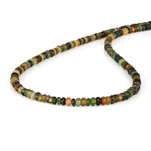 GEMSTONE COUTURE Grüne Turmalin Perlen Halskette handgefertigter Halbedelstein Schmuck aus 925er Sterlingsilber mit Edelsteinperlen – 45 cm von GEMSTONE COUTURE