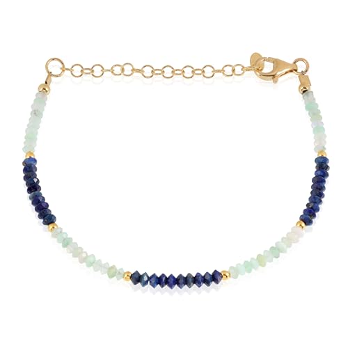 GEMSTONE COUTURE Halskette aus Chrysopras und Lapislazuli für Damen, natürlicher Edelstein, handgefertigter Schmuck für Sie – 22 cm von GEMSTONE COUTURE