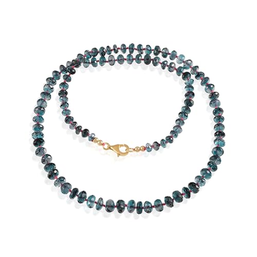 GEMSTONE COUTURE Halskette mit Londoner Blautopas-Perlen für Damen, facettierter Rondelle-Naturedelstein, hergestellt aus 925er Silber, Schmuck für Sie – 47 cm von GEMSTONE COUTURE