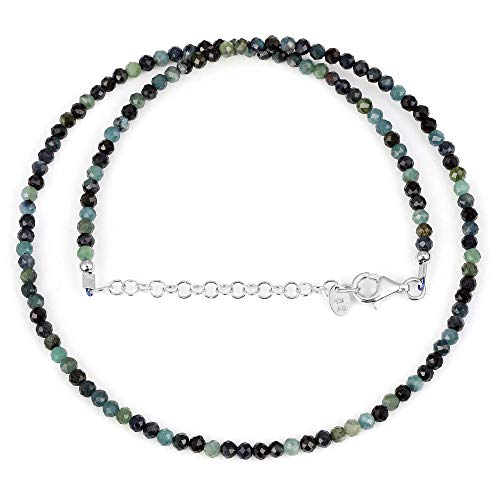 GEMSTONE COUTURE Multi blaue Turmalin Perlen Halskette handgefertigter Edelstein Perlenschmuck aus 925er Sterlingsilber für Frauen – 45 cm von GEMSTONE COUTURE