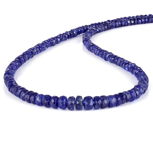 GEMSTONE COUTURE Natürliche blaue Saphir Halskette für Damen handgefertigter Edelstein Perlenschmuck aus 925er Sterlingsilber – 50 cm von GEMSTONE COUTURE