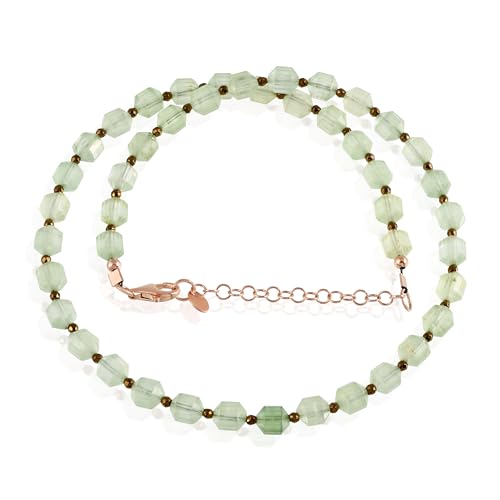 GEMSTONE COUTURE Prehnit-Perlen-Halskette für Damen, natürliche Edelsteinperlen, hergestellt aus 925er Silber, Kettenschmuck für Sie – 45 cm von GEMSTONE COUTURE