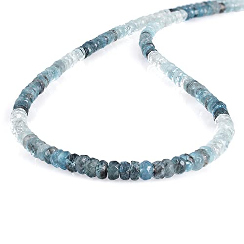 GEMSTONE COUTURE Santa Maria Aquamarin-Perlen-Halskette für Damen, handgefertigter Edelstein-Perlenschmuck aus 925er Sterlingsilber – 45 cm von GEMSTONE COUTURE