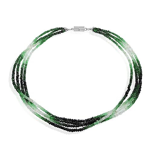 GEMSTONE COUTURE Schattierte Smaragd-Perlen-Halskette für Frauen, handgefertigter Edelstein-Perlen-Halsband aus 925er Sterlingsilber – 50 cm von GEMSTONE COUTURE