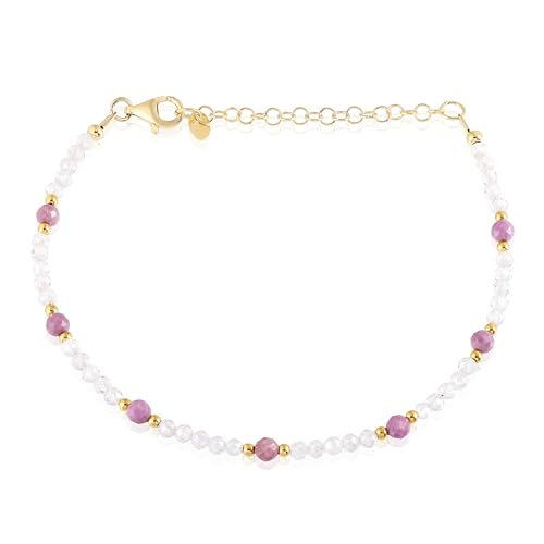 GEMSTONE COUTURE Weißes Zirkon- und Phosphosiderit-Armband für Frauen, natürlicher Edelstein, handgefertigt, hergestellt aus 925er Silber, Schmuck für Sie – 22 cm von GEMSTONE COUTURE