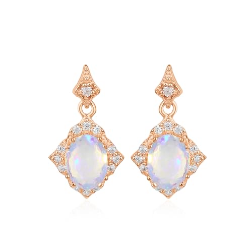 Natürliche äthiopische Opal-Ohrhänger für Frauen aus 925er Silberschmuck mit weißen Topas-Akzenten von GEMSTONE COUTURE