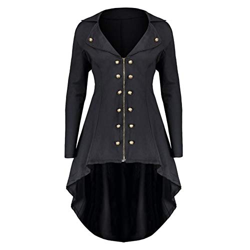 GEMSeven Frauen Weinlese Doppelknopf Jacke Tops Lange Partei Schwalbenschwanz Mittelalterlichen Mantel von GEMSeven