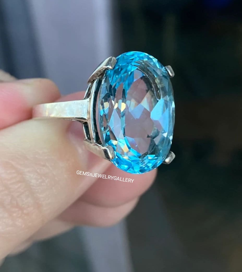 Großer Blauer Topas Ring, Blautopas 13×18mm, Ring von GEMSnJEWELRYGALLERY