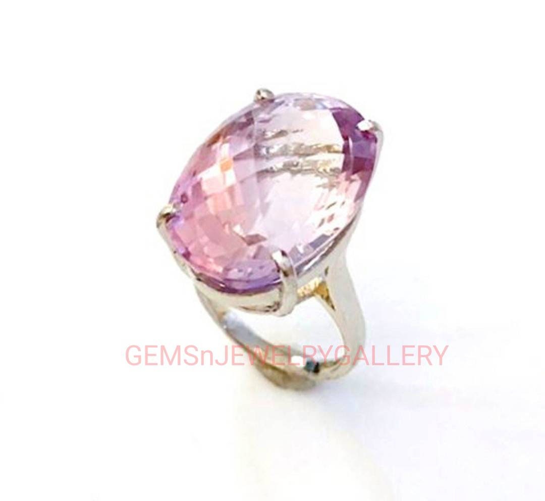 Großer Natürlicher Amethyst Ring, Massives Silber, 16×21mm Oval Cut Edelstein, Februar Geburtsstein, Jahrestag Ring von GEMSnJEWELRYGALLERY