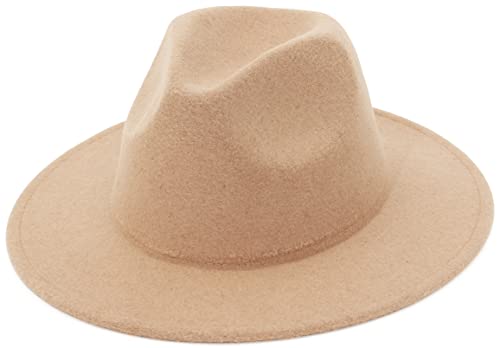 GEMVIE Filzhut Herren Damen Fedora Hut Breite Krempe Panama Hut Bogart Hut M Kamel von GEMVIE