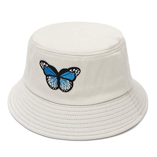 GEMVIE Sonnenhut Herren Damen Bucket Hat Sommer Fischerhut mit Schmetterling Faltbar Anglerhut M Beige von GEMVIE