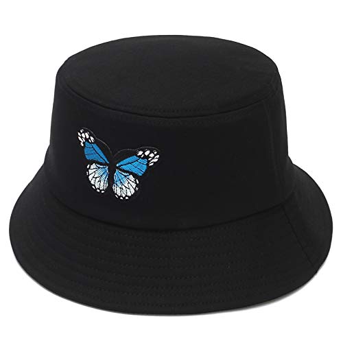 GEMVIE Sonnenhut Herren Damen Bucket Hat Sommer Fischerhut mit Schmetterling Faltbar Anglerhut M Schwarz von GEMVIE