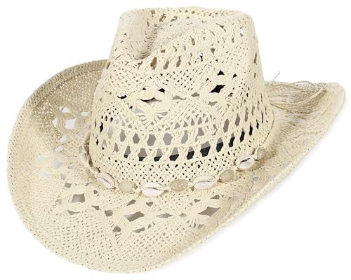 GEMVIE Unisex Cowboyhut Strohhut - Herren Westernhut für den Sommer, Sonnenhut aus Stroh, Panama Hut für Damen und Herren von GEMVIE