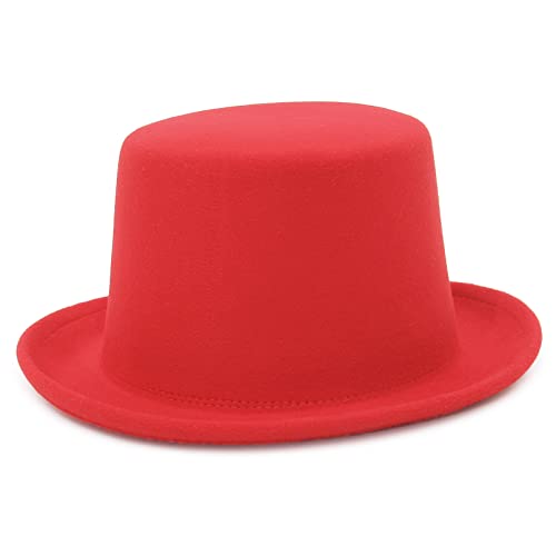 GEMVIE Zylinder Hut Herren Damen Hoher Hut Fasching Karneval Partyhüte Rot von GEMVIE