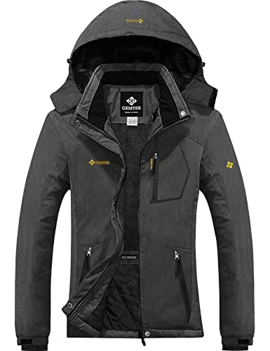 GEMYSE Damen Wasserdichte Winddichte Skijacke Winterjacke Wanderjacke Hardshelljacke Regenjacke mit Kapuze (Graphitgrau 02,S) von GEMYSE